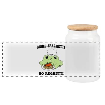 Chef Frog Pasta Delight - Panoramic Cookie Jar with Wooden Lid - white - Front