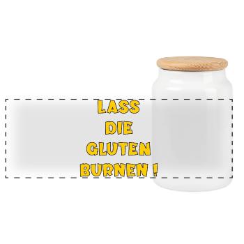 SPORT MOTIVATION GLUTEN - Panorama Keksdose mit Holzdeckel - Weiß - Vorne