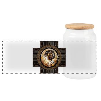 Goldene Art Nouveau Sternzeichen Widder - Panorama Keksdose mit Holzdeckel - Weiß - Vorne