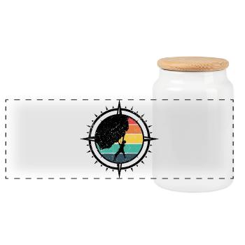 Rainbow Crescent Breaker - Panoramic Cookie Jar with Wooden Lid - white - Front