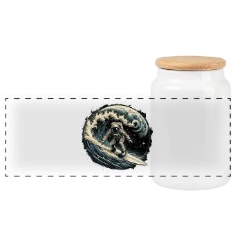 Astronaut Surft Wellenreiter Surfen Geschenk - Panorama Keksdose mit Holzdeckel - Weiß - Vorne