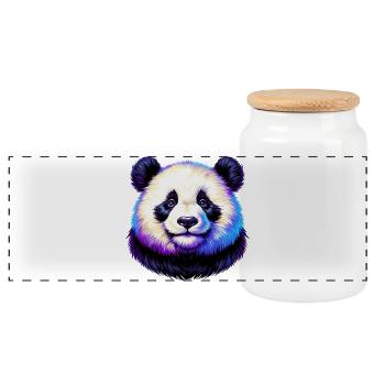 Panda - Panorama Keksdose mit Holzdeckel - Weiß - Vorne