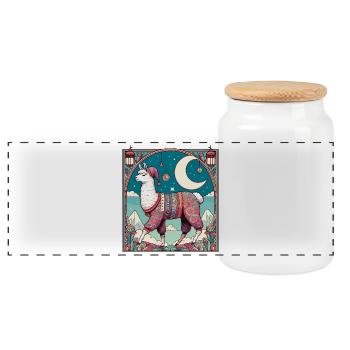 Cadeau de pyjama lama - Boîte à biscuits avec couvercle en bois - blanc - Devant