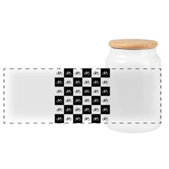 Conception de motif de vélo géométrique - Boîte à biscuits avec couvercle en bois - blanc - Devant
