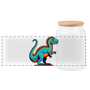 Dinosaurier - Panorama Keksdose mit Holzdeckel - Weiß - Vorne
