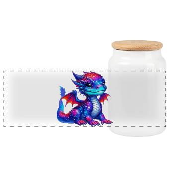 Dragon - Panoramic Cookie Jar with Wooden Lid - white - Front