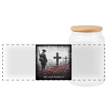 Never Forget World War Remembrance day. Poppy day - Panoramic Cookie Jar with Wooden Lid - white - Front