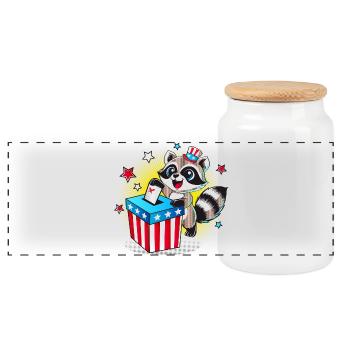 Un raton laveur vote aux États-Unis - Boîte à biscuits avec couvercle en bois - blanc - Devant