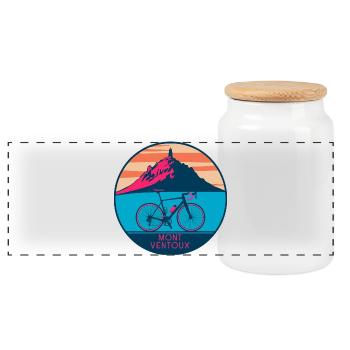 Design de T-shirt Mont Ventoux - Panoramic Cookie Jar with Wooden Lid - white - Front
