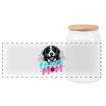 Bouvier bernois - Boîte à biscuits avec couvercle en bois - blanc - Devant