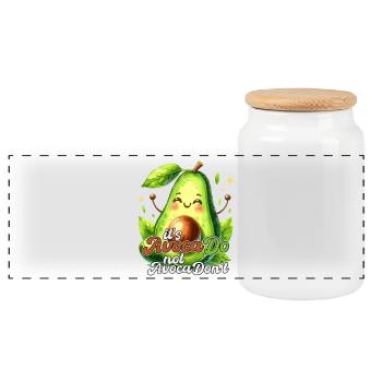 Happy Avocado its AvocaDo Design - Panoramic Cookie Jar with Wooden Lid - white - Front