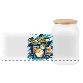 Portrait de tambour - Boîte à biscuits avec couvercle en bois - blanc - Devant