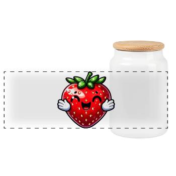 Fraise Fraises - Boîte à biscuits avec couvercle en bois - blanc - Devant