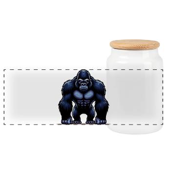 Gorilla - Panorama Keksdose mit Holzdeckel - Weiß - Vorne