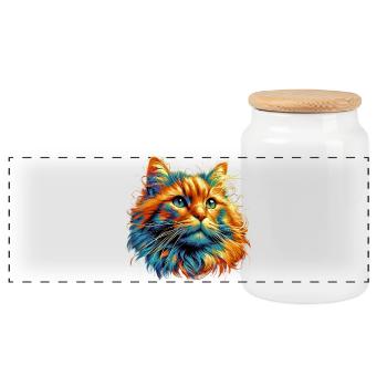 Chat - Boîte à biscuits avec couvercle en bois - blanc - Devant