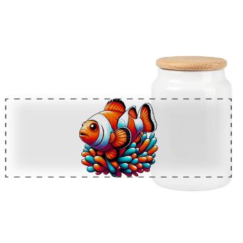 Clownfish - Panoramic Cookie Jar with Wooden Lid - white - Front