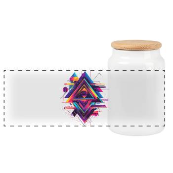 Futuristic Psychedelic Techno Trance 90s 80s - Panoramic Cookie Jar with Wooden Lid - white - Front