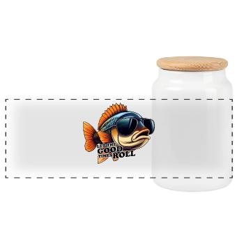 Poisson Let the good times roll - Boîte à biscuits avec couvercle en bois - blanc - Devant