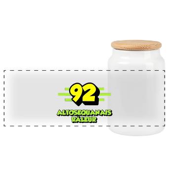 Complaining Altosequanese - Panoramic Cookie Jar with Wooden Lid - white - Front