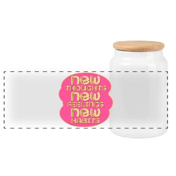 THOUGHTS FEELINGS HABITS - Psychology - Panoramic Cookie Jar with Wooden Lid - white - Front