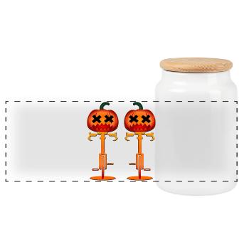 HALLOWEEN COSTUME COUPLE CYCLING - Panoramic Cookie Jar with Wooden Lid - white - Front