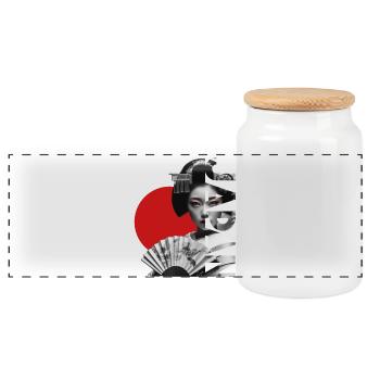Japan - Panorama Keksdose mit Holzdeckel - Weiß - Vorne