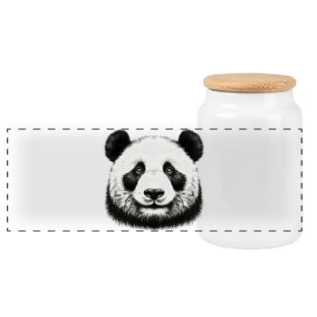 Panda - Panorama Keksdose mit Holzdeckel - Weiß - Vorne