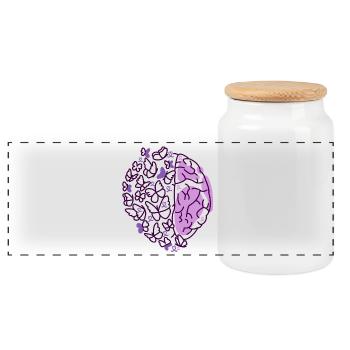 Brain Butterflies Purple Epilepsy Awareness - Panoramic Cookie Jar with Wooden Lid - white - Front