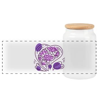 Purple Heart Brain Epilepsy Awareness - Boîte à biscuits avec couvercle en bois - blanc - Devant