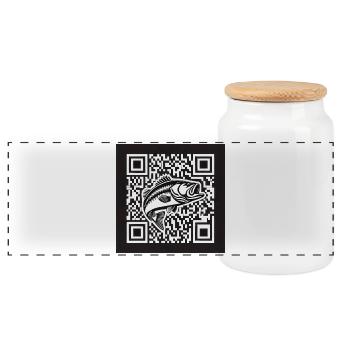 Barsch QR Code Design - Panorama Keksdose mit Holzdeckel - Weiß - Vorne