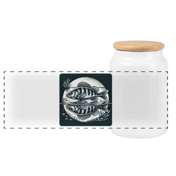 Barsch Natur Angler Design - Panorama Keksdose mit Holzdeckel - Weiß - Vorne