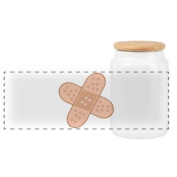 PFLASTER VERBAND - GUTE BESSERUNG - Panorama Keksdose mit Holzdeckel - Weiß - Vorne