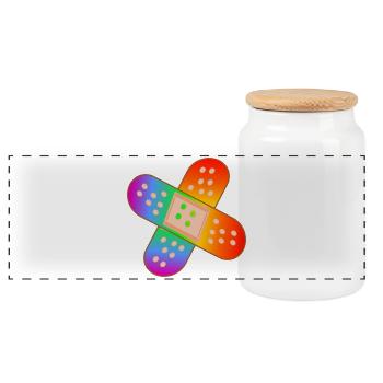 RAINBOW PATCH - Panoramic Cookie Jar with Wooden Lid - white - Front