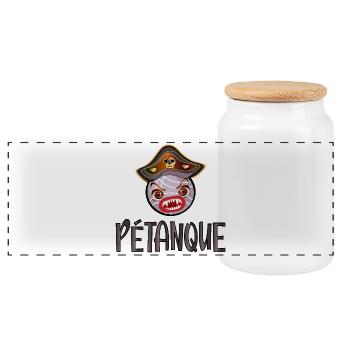 Pétanque Boules Pirate - Costume - Boîte à biscuits avec couvercle en bois - blanc - Devant