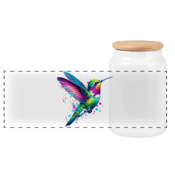 Kolibri - Panorama Keksdose mit Holzdeckel - Weiß - Vorne