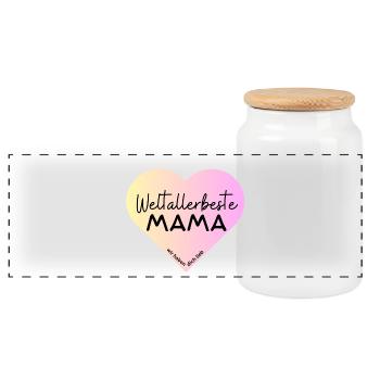Weltallerbeste Mama- wir haben dich lieb! - Panorama Keksdose mit Holzdeckel - Weiß - Vorne