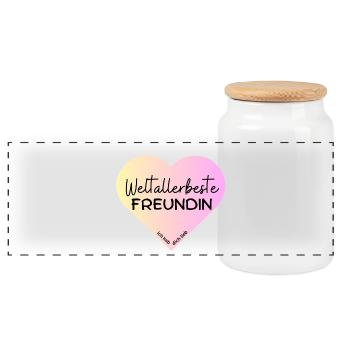 Weltallerbeste Freundin- ich hab dich lieb! - Panorama Keksdose mit Holzdeckel - Weiß - Vorne