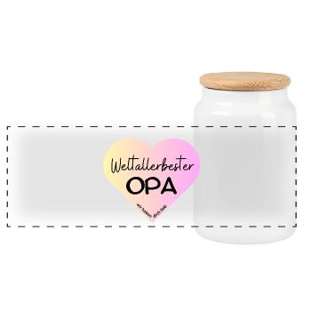 WeltallerbesterOpa- wir haben dich lieb! - Panorama Keksdose mit Holzdeckel - Weiß - Vorne