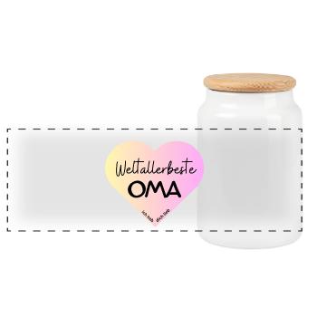 Weltallerbeste Oma- Ich hab dich lieb! - Panorama Keksdose mit Holzdeckel - Weiß - Vorne
