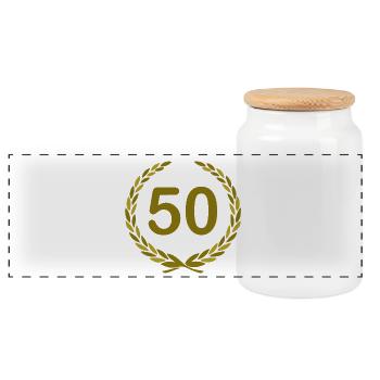 50e anniversaire, 50 ans, couronne de laurier anniversaire (25) - Boîte à biscuits avec couvercle en bois - blanc - Devant