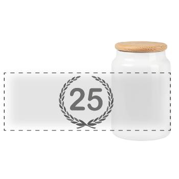 25th Anniversary Laurel Wreath 25 Years ---------------- - Panoramic Cookie Jar with Wooden Lid - white - Front