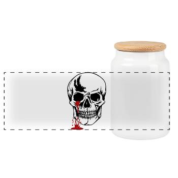 Tête de mort - Boîte à biscuits avec couvercle en bois - blanc - Devant