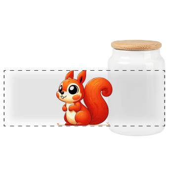 Écureuil - Boîte à biscuits avec couvercle en bois - blanc - Devant