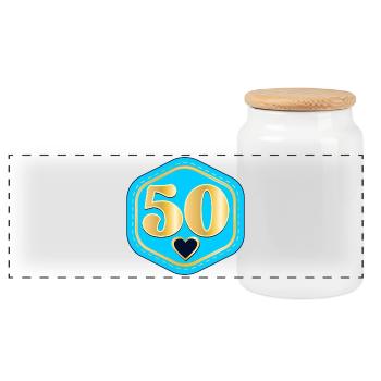 NUMÉRO 50 - AVOIR CINQUANTE ANS - Boîte à biscuits avec couvercle en bois - blanc - Devant