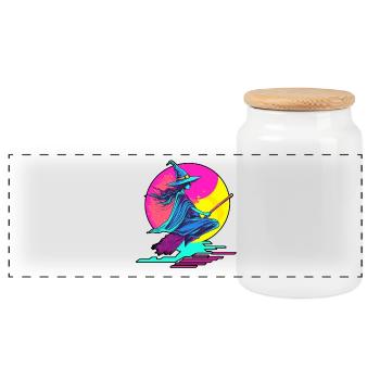 Hexe Hexen Halloween 90s Vaporwave - Panorama Keksdose mit Holzdeckel - Weiß - Vorne