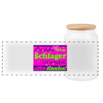 Schlager party, Schlager music, but senseless - Panoramic Cookie Jar with Wooden Lid - white - Front