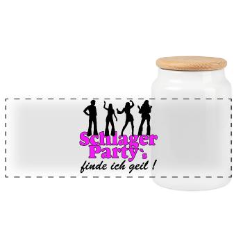 Schlager Party, Schlager Musik, I find it cool - Panoramic Cookie Jar with Wooden Lid - white - Front
