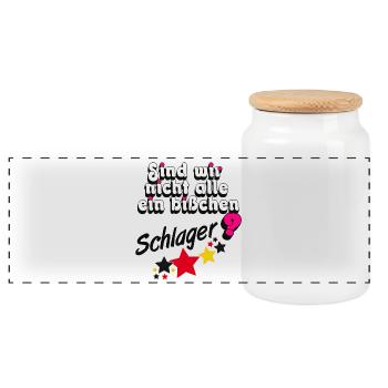 Schlager party, Schlager music, we're not - Panoramic Cookie Jar with Wooden Lid - white - Front