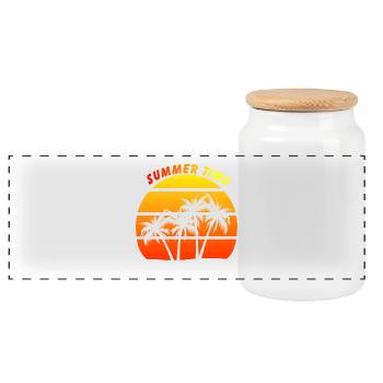 Summer time - Panoramic Cookie Jar with Wooden Lid - white - Front