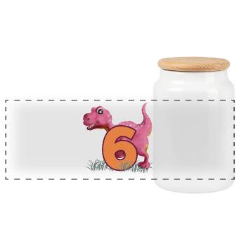 No.6 Dino - Panoramic Cookie Jar with Wooden Lid - white - Front